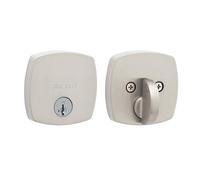 Kwikset Midtown Serrure à pêne dormant, nickel satiné, porte d'entrée extérieure moderne à clé, sécurité SmartKey Rekey, boulon mort monocylindre, avec protection Microban