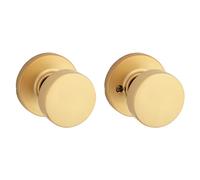 Kwikset Pismo Pommeau de porte intérieure pour porte de placard et de couloir, non verrouillable, laiton satiné, protection Microban