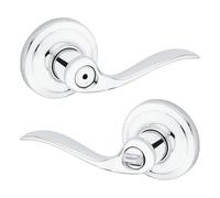Kwikset Tustin 97300-728 Poignée de porte en chrome poli avec motif vague traditionnelle pour la maison, la chambre à coucher ou la salle de bain