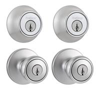 Kwikset Tylo 242 Bouton d'entrée et pêne dormant monocylindre en chrome satiné