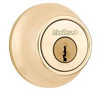 Kwikset Verrou à pêne dormant 660, laiton poli, extérieur rond, porte d'entrée avant, boulon mort monocylindre