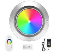 KWODE Éclairage LED pour Piscine, 36W RGB Acier Inoxydable Extra Plat, Projecteur Submersible IP68 avec Télécommande [24V]