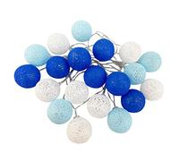 KWODE Guirlande Lumineuse Boule Coton, Interieur Decoration Noël Deco, 3.5M 20er LED Globe Light, Fille, Princesse, Enfant, Bebe, Chambre Mariage Atmosphera Décorations, Piles/Batterie (4cm bleue)