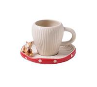 Kx9Lb8d Tasse à thé Vaisselle en céramique champignon rouge mignon, tasse à café, service thé de l'après-midi, assiette collation créative dessin animé