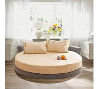 KXCAQ Drap de lit Doux Coton Drap Housse Rond Couleur Unie Couvre-lit Rond Ensemble de literie Housse de Matelas surmatelas Drap de lit Doux 250x250cm Chameau