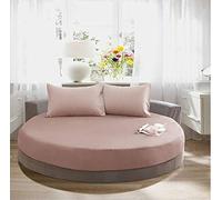 KXCAQ Drap de lit Doux Coton Drap-Housse Rond Couleur Unie Couvre-lit Rond Ensemble de literie Housse de Matelas surmatelas Drap de lit Doux 250x250cm Marron