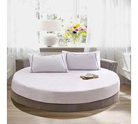KXCAQ Drap de lit Doux Coton Drap Housse Rond Couleur Unie Couvre-lit Rond Ensemble de literie Housse de Matelas surmatelas Drap de lit Doux 220x220cm Blanc