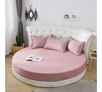 KXCAQ Drap de lit Doux Coton Drap Housse Rond Couleur Unie Couvre-lit Rond Ensemble de literie Housse de Matelas surmatelas Drap de lit Doux 220x220cm Haricot pâte