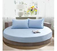 KXCAQ Drap de lit Doux Coton Drap-Housse Rond Couleur Unie Couvre-lit Rond Ensemble de literie Housse de Matelas surmatelas Drap de lit Doux 250x250cm Bleu Ciel