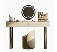 KXCVBNKLJ Coiffeuse avec Miroir et Tabouret, Ensemble de Coiffeuse 3 Couleurs Miroir 2 tiroirs Marron Blanc Plusieurs Tailles(White,47x17.7x29.5in)