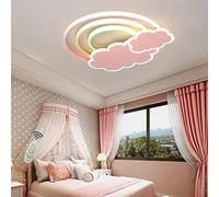 KXEcoLife Plafonnier LED Nuage Arc-en-Ciel avec télécommande, intensité Variable, Style Lustre Moderne en Acrylique Bleu 45 cm, idéal pour Chambre d'enfant ou Salon.