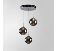 KXEcoLife Suspension contemporaine à 3 lumières en Cristal fumé Gris - Luminaire Suspendu Long pour escalier, idéal pour Les Hauts plafonds - Lustre Moderne - Décoration intérieure