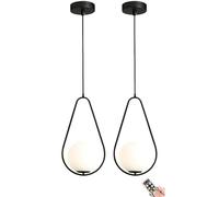 KXEcoLife Suspension Rechargeable sur Batterie avec LED à intensité Variable et minuterie, sans câblage, Forme Globe, idéale pour îlot de Cuisine, Salle à Manger, Salon ou Chambre (Noir)