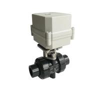 KXIWLUFV Vanne à Boisseau sphérique motorisée 1/2'' UPVC 2 Voies normalement Ouverte 3 pièces AC/DC 9 V-24 V 10 Nm actionneur Marche/arrêt 15 s Engrenages métalliques(Glue End,CR202 Close)