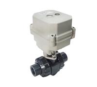 KXIWLUFV Vanne à Boisseau sphérique motorisée électrique 1/2" PVC True Union BSP NPT, extrémité Coller DN15, vanne de Commande Moteur, engrenage métallique(Glue END-DC24-CR502)