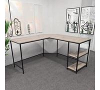 KXKJRYB Bureau d'angle Informatique en Bois et Métal Table de Bureau en L Grand Poste de Travail Ergonomique pour Télétravail Maison et Bureau-Cream