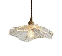 KXKLGWHN Lustre en Verre et métal de Style Nordique, Abat-Jour créatif en Forme de Feuille de Lotus, Lampe à Suspension Simple à Base E27, luminaires de décoration de Bar de Restaurant, Suspension au