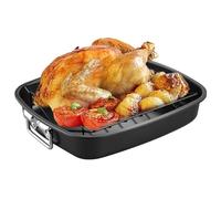 Kyaoayo Cocotte avec grille, poêle à rôtir antiadhésive, plat à gratin grand, plaque de cuisson profonde pour four, acier au carbone antiadhésif, double poignée, avec grille de cuisson en forme de V.