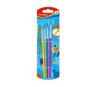 KYEROAD Lot de pinceaux synthétiques/Tailles 0, 2, 4, 8 / Pointes Rondes/pour travaux artistiques/pour Maternelle, école/pour Enfants d'âge préscolaire, élèves et étudiants/Mélange de Couleurs