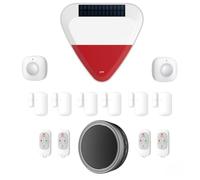 KYF Alarme Maison WiFi sans Fil avec Sirène Solaire 110 DB étendu | 6 Détecteurs d'ouverture, 3 Détecteurs de mouvement, 4 Télécommandes incluses, Compatible Alexa & Google, Sans abonnement