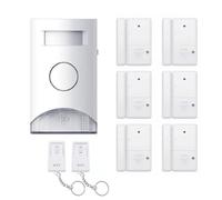 KYF - Kit Alarme Autonome à détection de Mouvement - Eclairage d'alerte intégré - détecteur d'ouverture (x6) et télécommande (x2) KYF