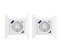KYF Lot de 2 Prises Connectées Type E, Polycarbonate, Prise Murale Encastrable avec USB-A + USB-C, Compatible Smart Life/Tuya/Amazon Alexa & Google Home, 220-240V, 16A, 3000W