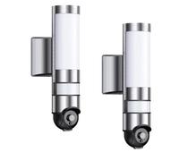 KYF Lot de 2 x Caméra Extérieure Motorisée 220V avec Éclairage LED 1600LM | Détection PIR Humaine, Sirène 90 dB + Flash, Vision Nocturne 20 m, Carte SD 16 Go incluse, IP44 Extérieur