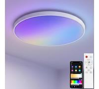 KYFGDLA Plafonnier LED Intelligent Dimmable avec Télécommande | Couleur RGB DIY, 30W | Lumière Ronde de Plafond 30cm pour Chambre | IP44 Étanche Lampe Salle de Bain | Compatible Alexa Google Home