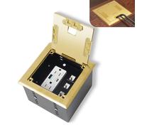 KYHSHJ Kit de prise cachée plate encastrée avec tamper duplex 15 A, 1 port PD Type-C 65 W, et 1 port USB-A à charge rapide 6,5 A, + prise de données RJ45 à 3 ports. Hauteur interne réglable, laiton