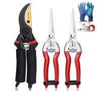 Kynup Sécateur de Jardin, 3 Pièces Ciseaux Jardinage, Sécateur de Jardin professionnel kit avec gants de jardin, jardinage, coupe, outil de jardin