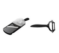 KYOCERA - CSN202BK - Mandoline réglable noire avec protège doigts et lame céramique haut de gamme & CP10NBK - Eplucheur rasoir noir avec lame céramique ultra tranchante