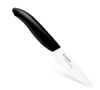 KYOCERA FK-075 WH-BK BIO petit couteau d'office 7,5 cm Manche en bioplastique Lame en céramique en zirconium aiguisée à la main Légère non corrosive sans transfert de saveur