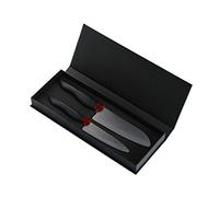 Kyocera ZK-2PC-BK SHIN - Coffret Cadeau (Grand Santoku et Couteau d'Office) Céramique, Noir/Manche Noir