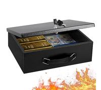 KYODOLED Boîte à documents ignifuge avec serrure rande boîte de rangement sûre pour objets de valeur, coffre de sécurité résistant au feu, boîte de verrouillage pour passeport, argent liquide