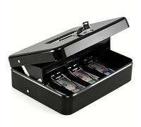 KYODOLED Caisse à monnaie verrouillable avec serrure sur le dessus, tirelire avec plateau à billets, 4 emplacements pour billets/5 pièces de monnaie, boîte à serrure avec clé, organisateur d'économie,