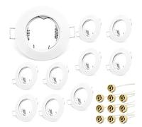 KYOTECH lot de 10 Cadres pour spots GU10 set,Cadre de Montage encastré Ronde Blanc Pour lampes halogènes GU10 MR16 LED module,LED Encastrable livré avec douilles