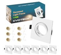 KYOTECH lot de 6 Cadres pour spots à encastrer Orientables,Carré spot encastré Blanc,livré avec douilles GU10,Cadre de Montage encastré Pour lampes halogènes GU10 MR16 led module (Carré)