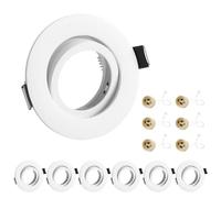 KYOTECH lot de 6 Cadres pour spots à encastrer Orientables,Rond spot encastré Blanc,livré avec douilles GU10,Cadre de Montage encastré Pour lampes halogènes GU10 MR16 led module (Ronde)