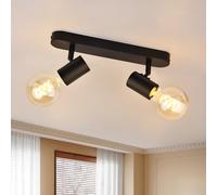 KYOTECH Plafonnier/applique murale, spot bar design rétro, 2 spots orientables & pivotants, luminaire plafond vintage blanc, douilles E27, 60 Watt max,pour Cuisine Séjour Couloir (Sans Ampoule)