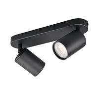 KYOTECH Plafonnier LED 2 Spots Orientables 2 GU10 Spots de plafond Pivotants & Orientables,Applique murale LED Noir mat,livré sans ampoules