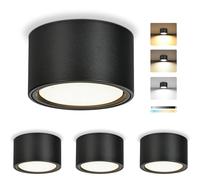 KYOTECH Spots LED en Saillie Dimmables, Spots de Plafond Ø95x55mm Noirs, avec Module LED GX53 7W 800LM 230V, 2700K/4000K/6500K Spot de Plafond en Saillie, Plafonnier Ronds pour Chambre, 4 Pièces