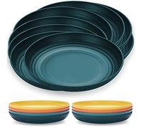 Kyraton 23cm Assiettes Service de Table plastique 8pcs, vaisselle et arts de la table Non fragile et léger Idéal pour voyage, pique nique, intérieur, extérieur, micro ondes sécurité