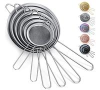 Kyraton Ensemble de 6 pièces de passoire à mailles fines, tamis à farine pour la cuisson, tamis en acier inoxydable, passoire à thé matcha, séparateur de sauce, passoires à pâtes Stasher tamis