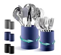 Kyraton Set de 2 Porte-Ustensiles de Cuisine, Rotatif 360° - Extra-Large en Plastique pour Comptoir + Petit Récipient pour Couverts, Brosses à Dents, Stylos & Crayons de Bureau.