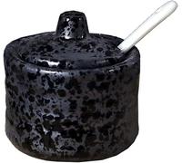 KYUEPONG Sucrier, Mini sucrier en céramique, Pot d'assaisonnement, Pot de stockage de sel et de poivre avec couvercle et cuillère