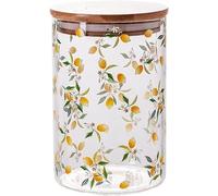 KYUEPONG Sucrier, Récipient hermétique de stockage de thé de boîte en verre de bidon avec le réservoir de pot de nourriture de couvercle en bambou pour, café, herbe, sucre(Lemon,31 OZ)