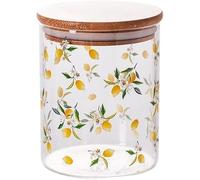 KYUEPONG Sucrier, Récipient hermétique de stockage de thé de boîte en verre de bidon avec le réservoir de pot de nourriture de couvercle en bambou pour, café, herbe, sucre(Lemon,25 OZ)