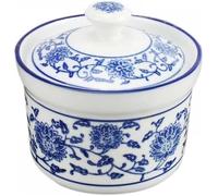 KYUEPONG Sucrier, Sucrier en céramique Pot à soupe bleu et blanc Pot de stockage assaisonnement avec couvercle