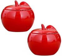 KYUEPONG Sucrier, Sucriers en céramique avec couvercle, boîtes à thé en forme de pomme for thé en vrac, pots à thé(2pcs)