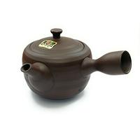 Kyusu Kyusu Théière japonaise en céramique, 270 ml, en céramique, avec poignée latérale et infuseur intégré en acier inoxydable, pour préparation du thé vert, marron